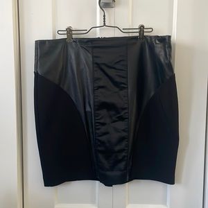 Black Mixed Faux Leather Tristan Skirt